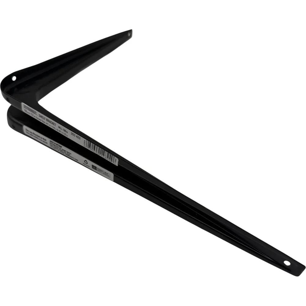 Everbilt 203 423 Shelf Bracket 10 in x 12 in Black Metal 100lb Capacity New